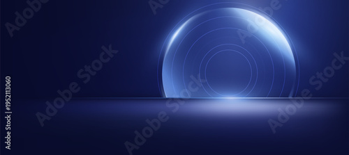 Cosmetic Product Background with Glowing Blue Sphere