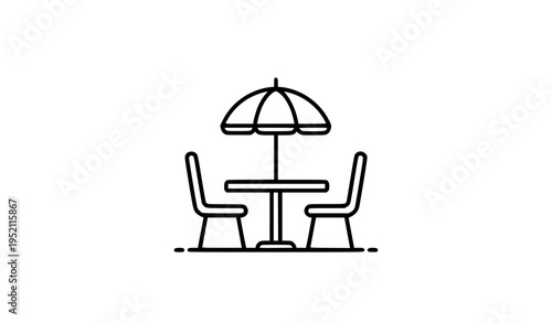 Terrace cafe line icon table and chairs bistro vector illustration