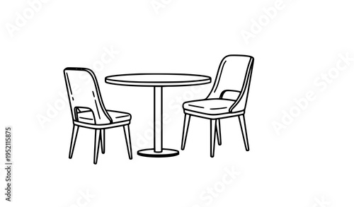 Outdoor terrace cafe icon table chairs bistro vector illustration