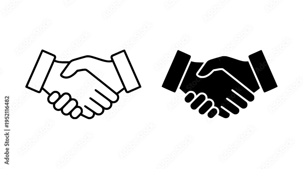 Obraz premium Handshake Outline and Solid Icons