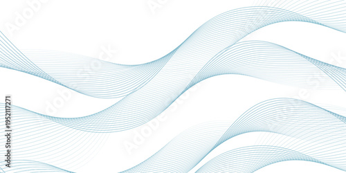 Abstract Blue Wave Lines on White Background.  vector line  digital eps10