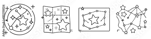 Stylized linear constellations and star maps for astronomy related illustration