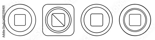 Collection of circular and square shapes, each containing a square inside