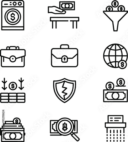 Black and white line of business and money concepts line black and white finance economy