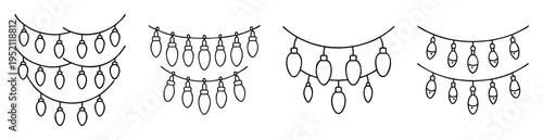 String lights doodle with varying lightbulb styles and strand arrangements
