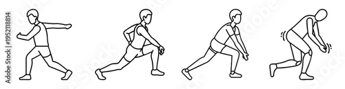 Four stage athletic stretching exercise routine with simple linear design