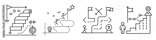 Abstract conceptual illustration of the journey towards achievement and career development