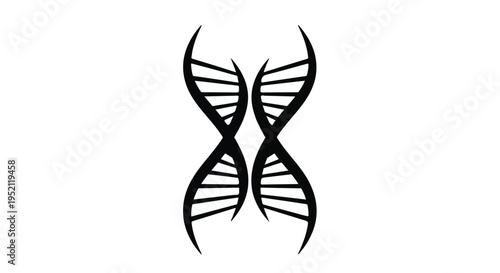 Abstract black DNA helix symbol against white background