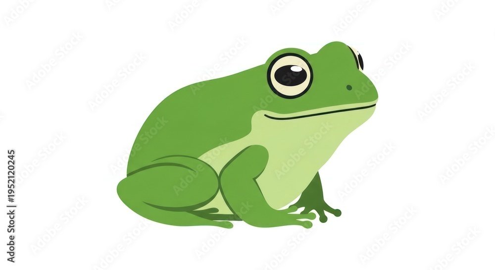 Fototapeta premium Cartoon Green Frog Illustration on White.