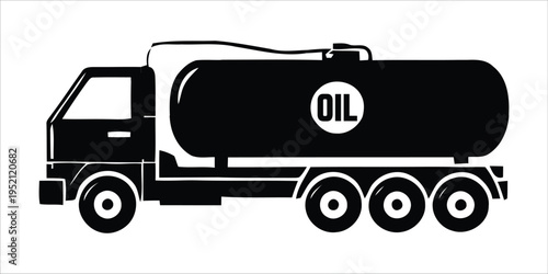 Black silhouette of an oil tanker truck