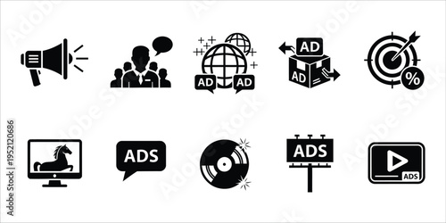 Collection of online advertising icons and symbols