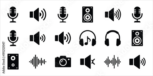 Collection of audio and music related icons