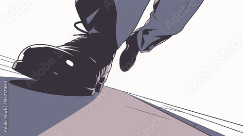 Footsteps on pavement in a city during the day while a person walks quickly toward a destination or event