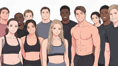 Group of young people showing fitness and strength in a casual setting with smiles and enthusiasm