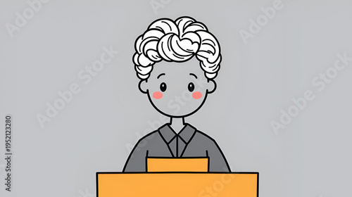 Hand drawn cute outline illustration judges wig. Flat vector lawyer curls peruke line art doodle style. Crime verdict icon, print. Justice and law. Control and order. Government legislation. Isolated.