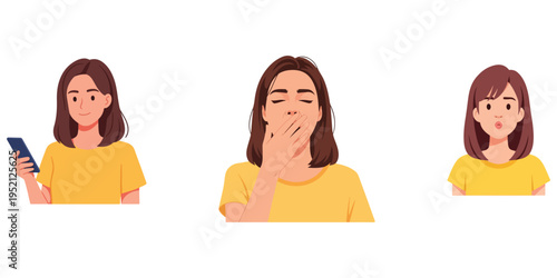 Woman expressing emotions with technology and fatigue