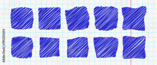 Chaotic pen scribble set with rough brush scratches and playful doodle shapes. Expressive messy strokes create dynamic abstract textures for bold modern layouts.