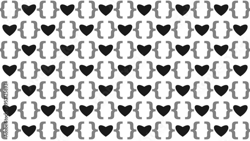 Black Hearts and Braces Pattern vector illustration