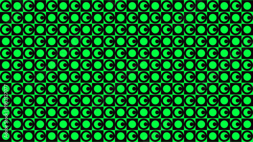 Repeating Green Circle and Black Square Pattern vector illustration