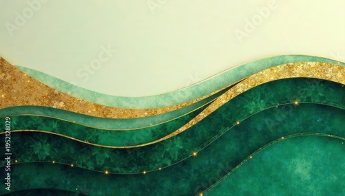 Luxurious gold leaf line art background Tidewater green accents Home decor & fabric prints , foliage, tidewater green, premium