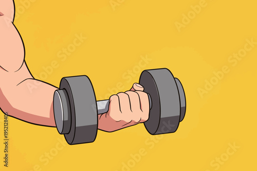 Weight lifting activity with dumbbell in a gym setting focused on strength training and fitness exercises at daytime