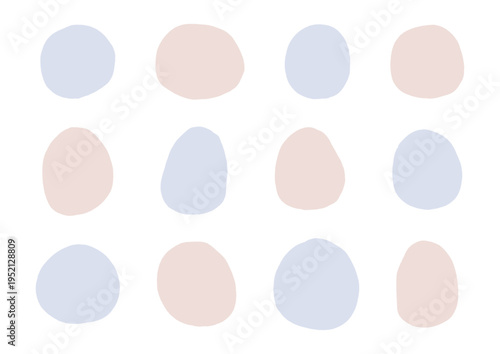 丸みを帯びた青と茶色のゆるい手描きのシェイプセット