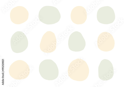 丸みを帯びた黄色と緑のゆるい手描きのシェイプセット