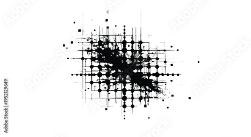 Abstract pattern of interconnected dots and lines creating a complex, energetic design.