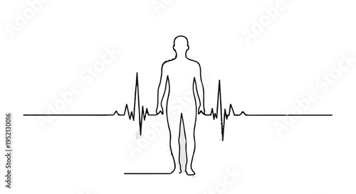Human silhouette with heartbeat line symbolizing health and life