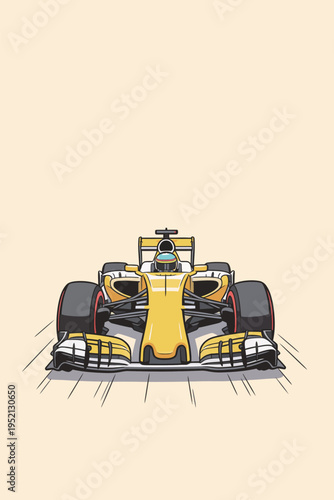 Racing car speeds on a track during a motorsport event with excitement and energy captured in a vibrant way