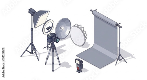 Photography studio equipment setup for professional shoots.
