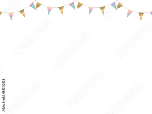 ガーランド三角ひも、曲線、金20虹淡F3