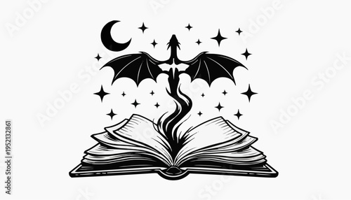 Dragon Emerging from Book