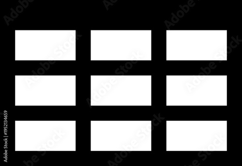 Grid of nine glowing white rectangles on a dark background.