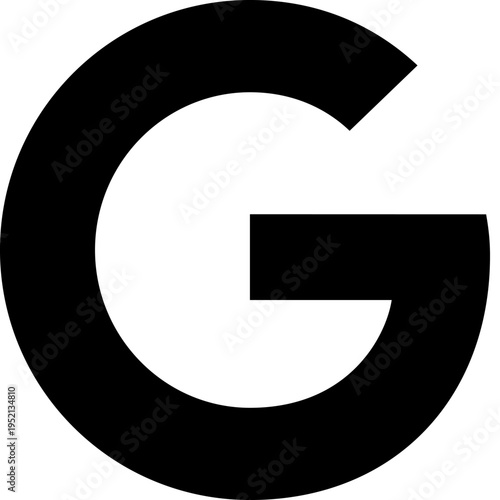 Close up of a single letter G in a bold and stylized font.