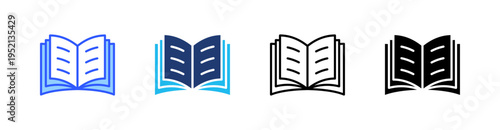 Book Multi Style Icon Set Vector 