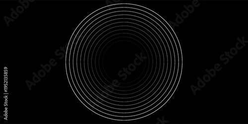 Create a bold look with a centric circle background featuring vector graphics of sound waves.