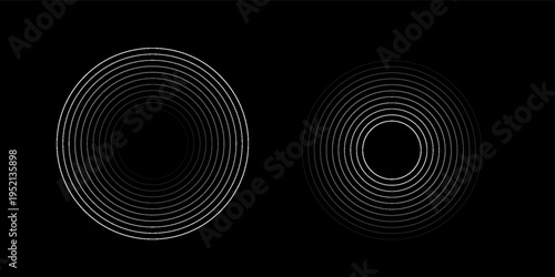 Create a bold look with a centric circle background featuring vector graphics of sound waves.
