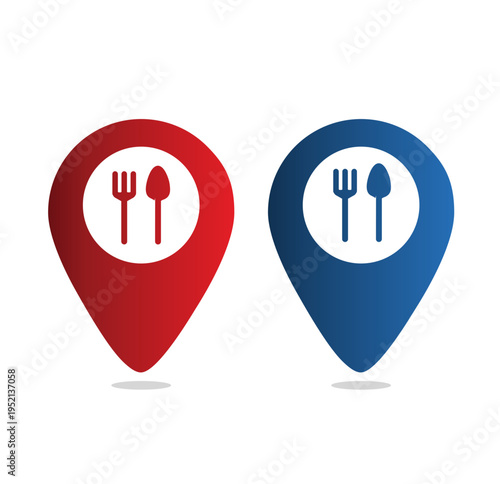 Food pin icon. restaurant location icon.