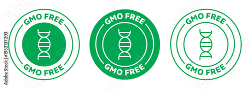 Vector Icon set of the GMO free and Non gmo in black and green variations