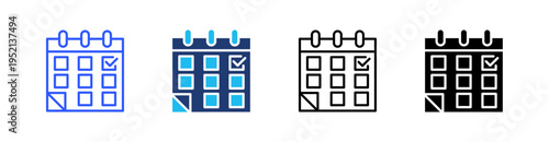 Calendar Multi Style Icon Set Vector 