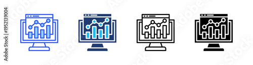 Bar Chart Multi Style Icon Set Vector 
