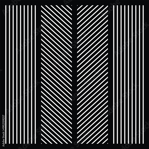 Modern geometric pattern with vertical and diagonal lines. Perfect for apparel design, bandanas, handkerchiefs, home decor, laser cutting, and architectural interior wall panels.