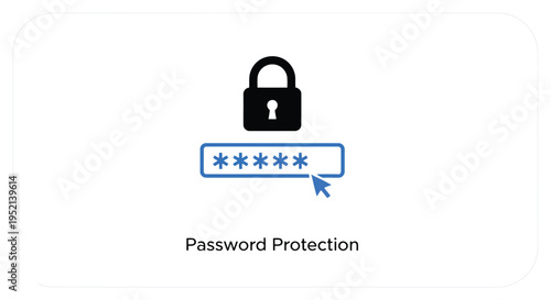 Vector illustration password protection concept with padlock and password entry field on white background