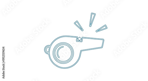 Vector illustration richly colorful whistle with loud sound effect on isolated background for sports