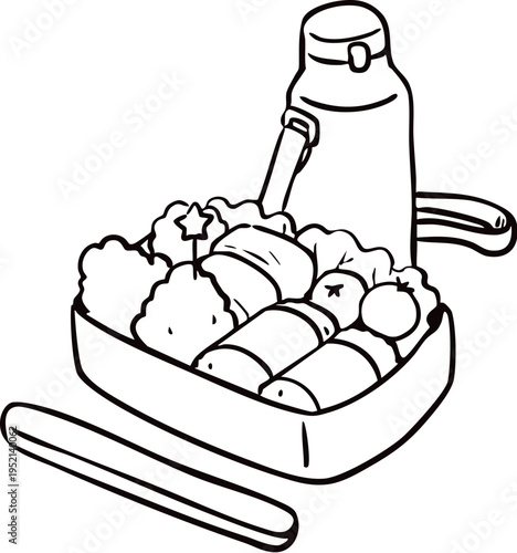 運動会のお弁当_線画