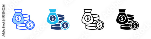 Capital Multi Style Icon Set Vector 