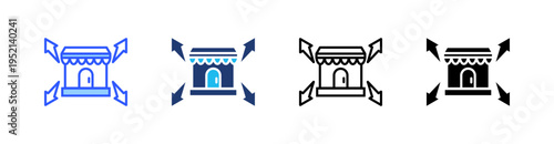 Market Expansion Multi Style Icon Set Vector 