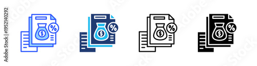Taxation Multi Style Icon Set Vector 