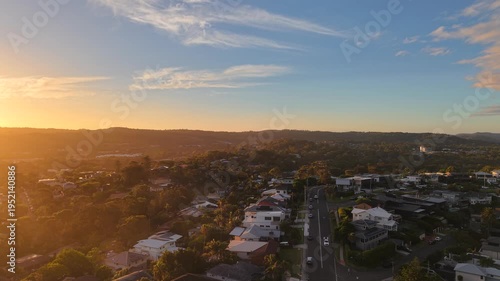 Aerial View of Warriewood Beach and Coastal Cliffs, Northern Beaches Sydney NSW Australia at Golden Hour